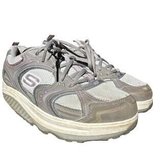 Skechers Shape Ups Athletic Sneakers Walking Toning Lace Up Synthetic Gray 8